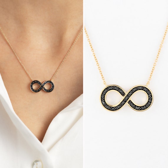 Black diamond cheap infinity necklace