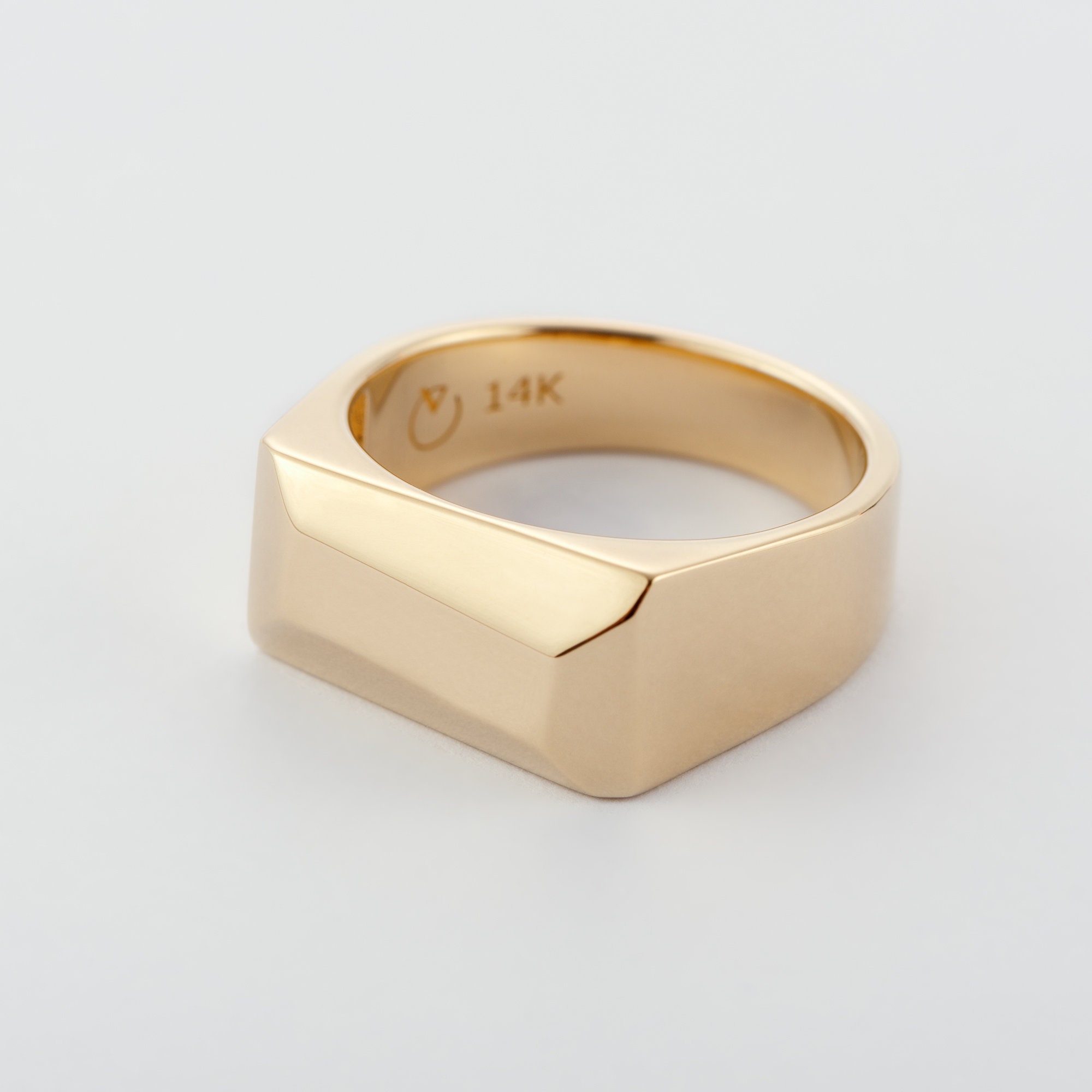 Mens 14K Gold Geometric Signet Ring Gold Ring for Men - Etsy UK