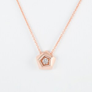 Natural Diamond Pentagon Necklace Solitaire Necklace made of 14K Solid Gold Layering Necklace image 4