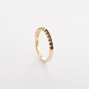 Half Eternity Black Diamond Band Solid Gold & Diamond Wedding Ring Anniversary Diamond Band Row Black Diamond Ring image 3