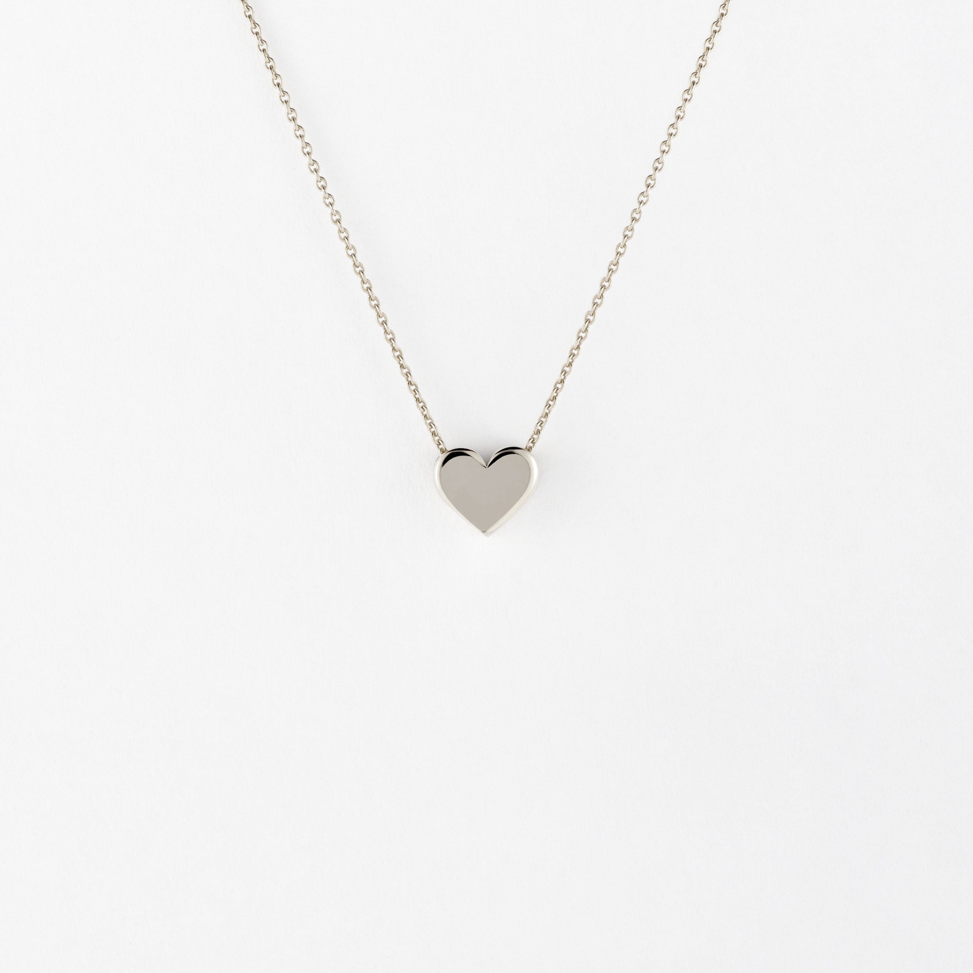Minimalist Heart Necklace 14K Solid Gold Simple Heart Etsy