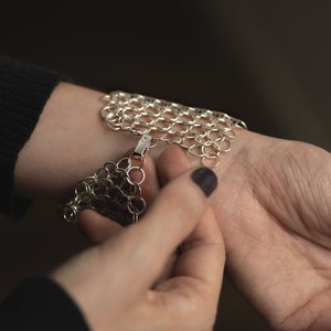 Elegant Silver Chain Mail Bracelet, Unique width Sterling Silver Bracelet image 6