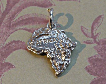 BULK 10 Africa charms antique silver and red enamel WT116