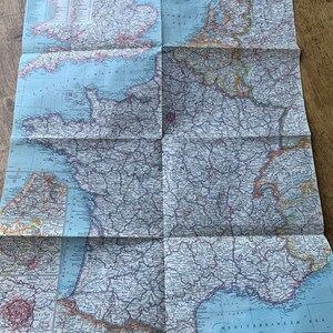 Vintage map of France Belgium Netherlands- National Geographic 1960