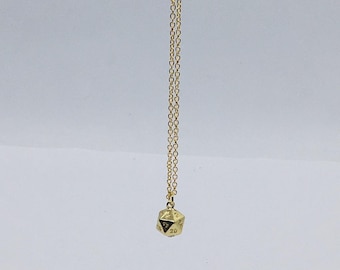 D20 tiny golden necklace