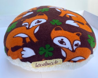 Round cuddly pillow terry cloth foxes retro