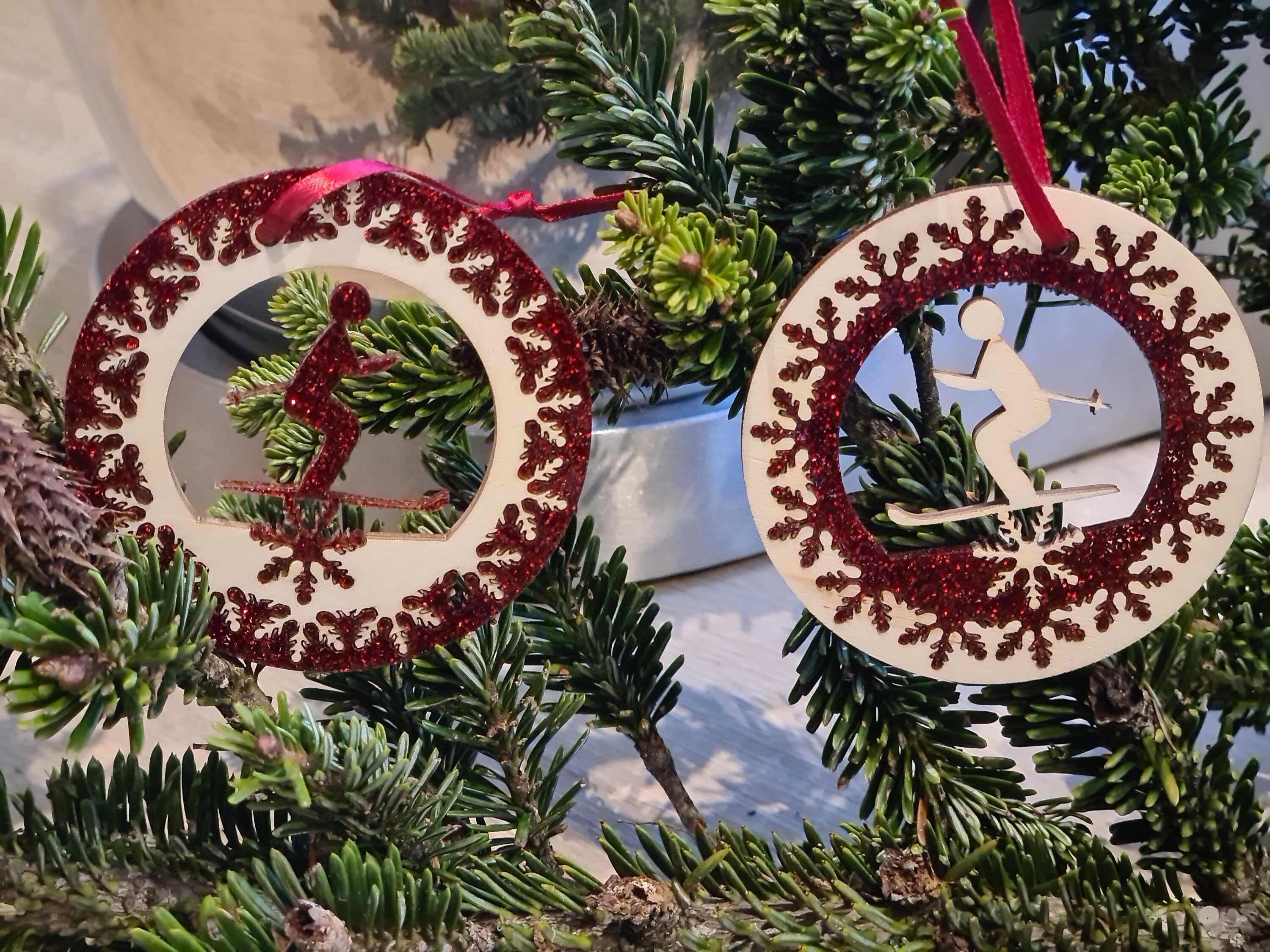 Décoration Sapin de Noël Motif Skieur