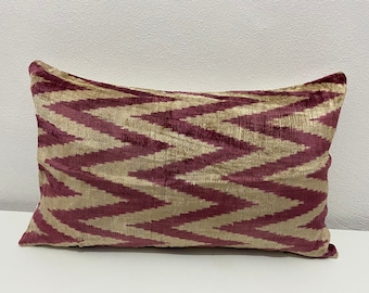 Silk Ikat Cushion Cover zigzag ,16 x 26 inc , 40 x 64 cm , Silk Pillow, Silk Ikat pillow, Ikat Pillow,