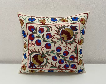suzani pillow,,16x18inc,41x45cm,Blue pillow cover, bohemian pillow, silk suzani pillow, traditional suzani pillow cover,ethnic suzani pillow