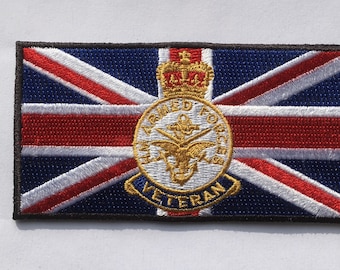 UK HM armed forces crest veteran badge Union Jack iron/sew on patch