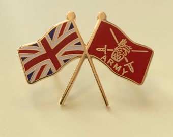 British Army crest crossed with Union Jack  pin badge