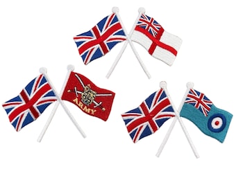 Embroidered British Military Flag Patch: Royal Navy, RAF, Army Iron-On Badge