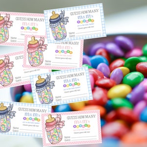 Guess How Many M&amp;m's Are in the Baby Bottle Baby Shower Game - Etsy