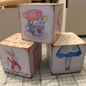 Alice in Wonderland - Personalized Baby Blocks **MADE TO ORDER**