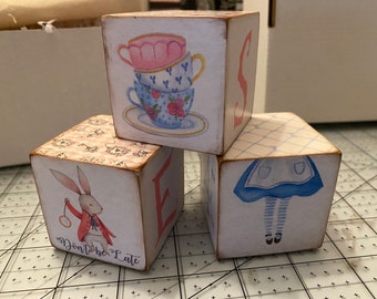 Alice in Wonderland - Personalized Baby Blocks **MADE TO ORDER**