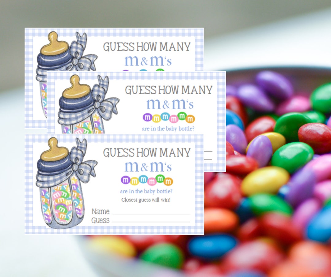 Many M Guess How Many M&m's Are in the Baby Bottle - Baby Shower Game - Etsy