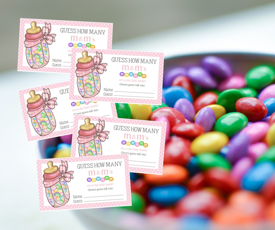 Guess How Many M&amp;m's Are in the Baby Bottle Baby Shower - Etsy