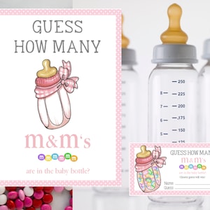 Guess How Many M&amp;m's Are in the Baby Bottle - Baby Shower Game - Etsy