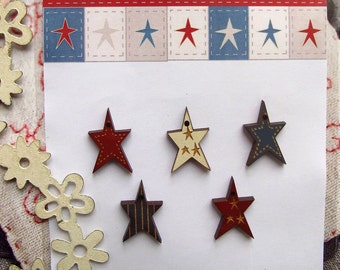 Wooden stars wooden buttons stars stars and stripes