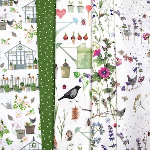 acufactum Lente Stoffenpakket: 5 katoenen stoffen, bloemen, tuin, patchwork