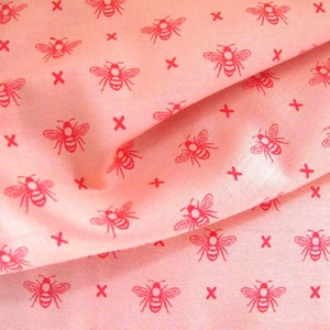 Patchwork fabric pink bees image 3