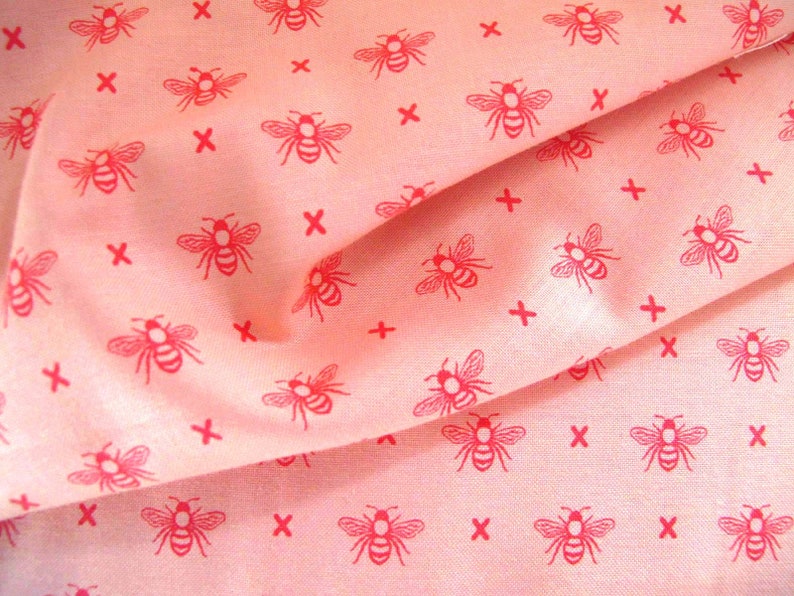 Patchwork fabric pink bees image 3