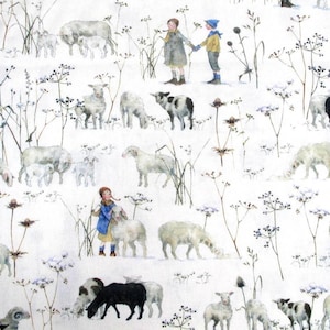 acufactum Stoff Kinderstoff Schafe Winter Baumwolle Meterware 25 x 150 cm