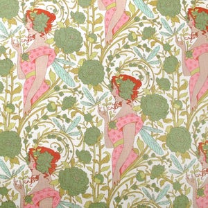 Tilda Stoff mit Blumen Frauen grün Patchworkstoff Baumwolle Songbird Meterware 25 x 110 cm