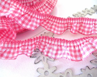 Ruffle ribbon pink white (2.50 EUR/meter)