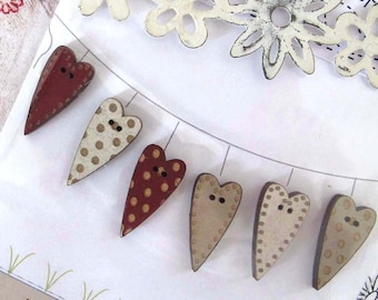 Wooden heart wooden buttons decorative heart