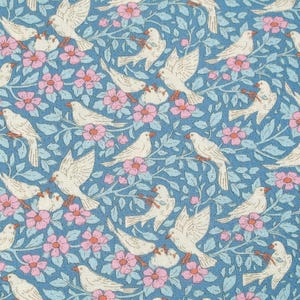 Tilda Stoff mit Tauben Vogel Baumwolle Patchwork Songbird Meterware 25 x 110 cm