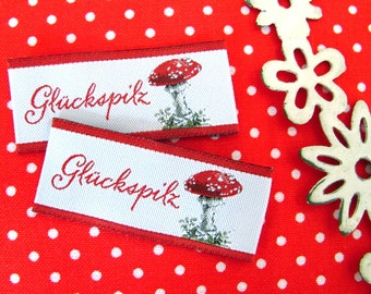 Woven label patch lucky guy (0.70 EUR/piece) acufactum