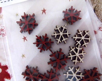 Wooden decorative ice crystals snowflakes