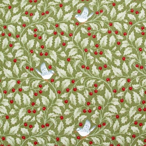 Tilda Stoff NEU Vögel Blätter Holly Moos