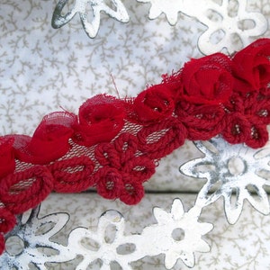 Flower border lace red image 1