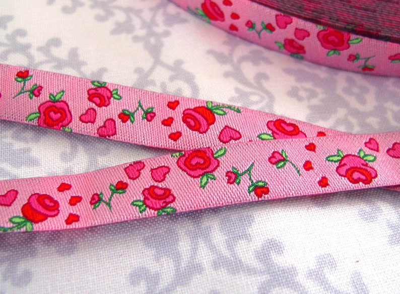 Web ribbon rose ribbon pink 1.50 EUR/meter color mix 2 m image 1