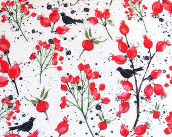 acufactum fabric rose hips birds