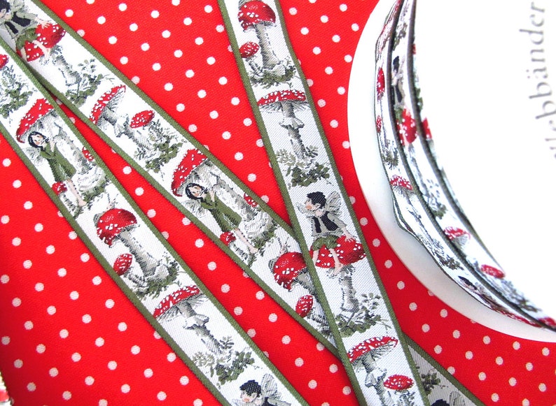 Woven ribbon Daniela Drescher Fly agarics and elves EUR 3.95/meter acufactum image 3