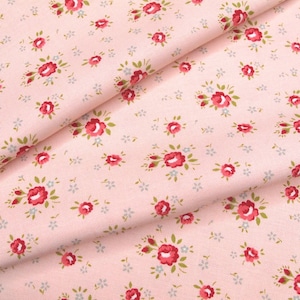 Tessuto patchwork con rose e fiori, cotone, venduto al metro, 25 x 110 cm
