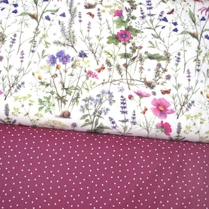 acufactum fabric bundle with floral and polka dot design, cotton, 2 fabrics each 50 x 75 cm