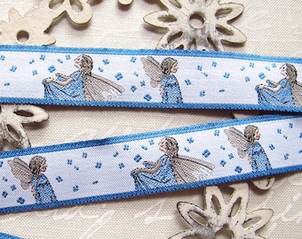 Woven ribbon elf flowers blue (3.95 EUR/meter) Daniela Drescher