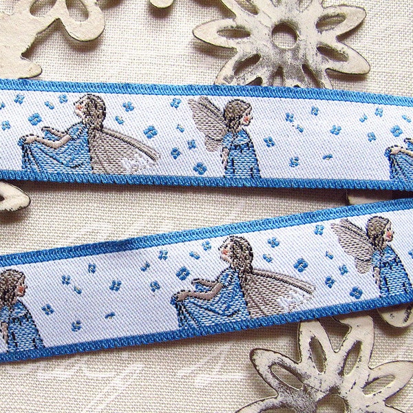 Woven ribbon elf flowers blue (3.95 EUR/meter) Daniela Drescher