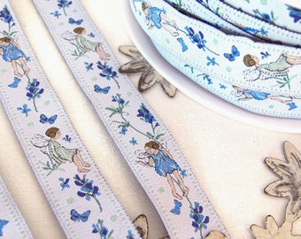 Web ribbon elf flowers blue (3.95 EUR/meter) acufactum Daniela Drescher