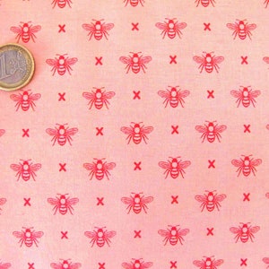Patchwork fabric pink bees image 2