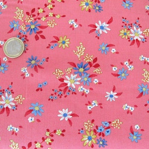 Tilda fabric with flowers, pink cotton, Daisyfield patchwork, sold by the meter, 25 x 110 cm