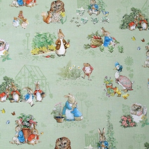 Baumwolle Stoff Peter Hase Kinderstoff grün