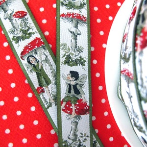 Woven ribbon Daniela Drescher Fly agarics and elves EUR 3.95/meter acufactum image 1