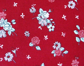 Patchwork fabric flowers red