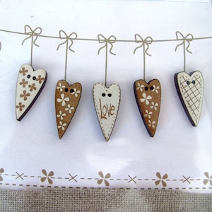 Wooden button decorative heart buttons image 1
