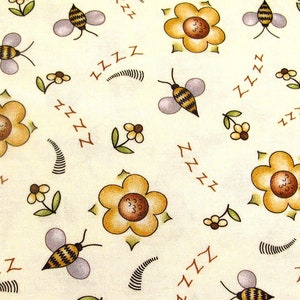 Bees flowers fabric patchwork fabric